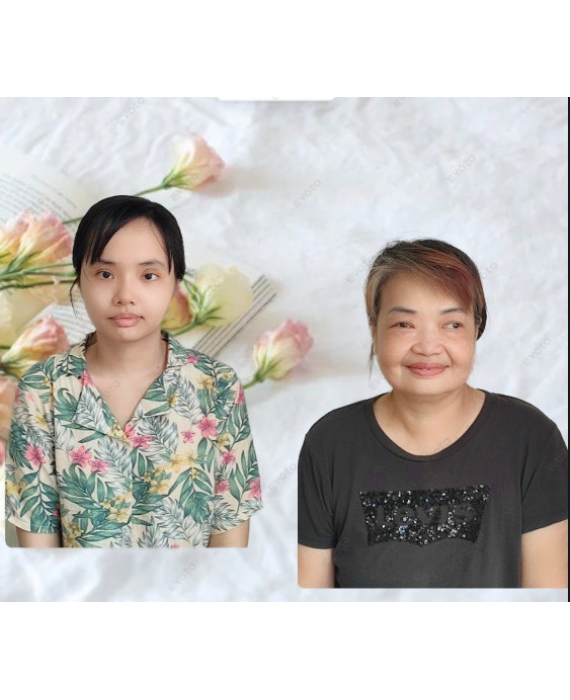 Hai mẹ con quê Hà Nội